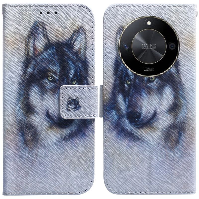 Kožený Kryt Honor X9b / Magic 6 Lite Vlčí Akvarel