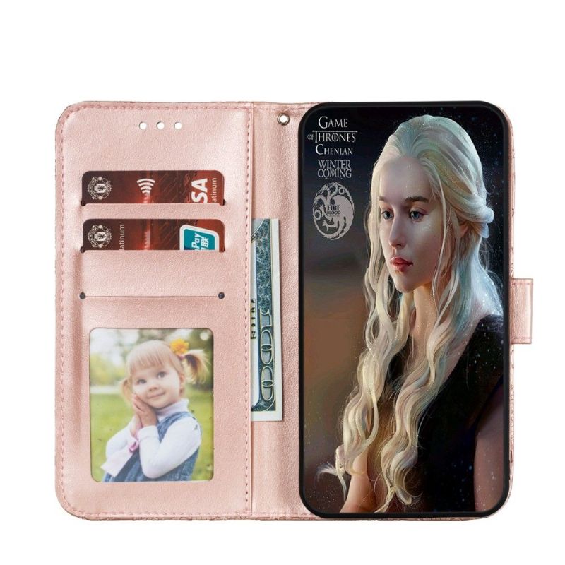 Flipové Pouzdro Na Huawei P Smart 2020 Elegantní Krajkový Květ - Růžové Zlato