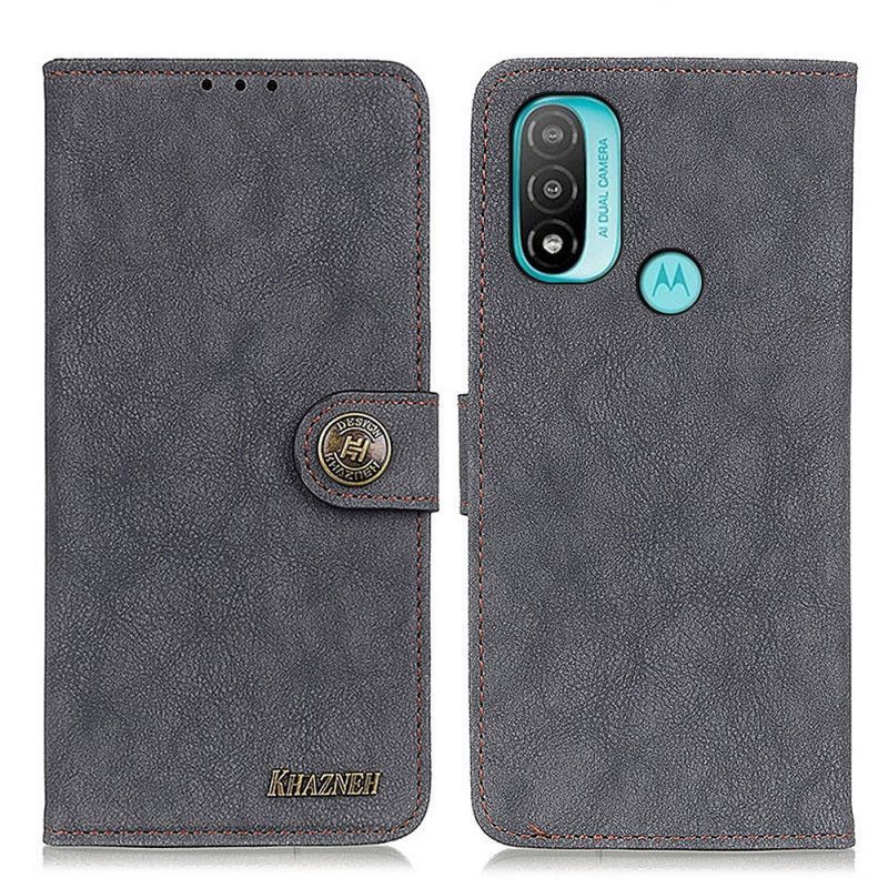 Flipové Pouzdro Na Moto E40 / E30 / E20 Khazneh Retro Štípaná Kůže