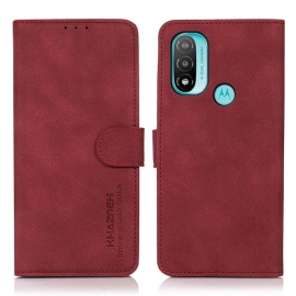 Flipové Pouzdro Na Moto E40 / E30 / E20 Módní Kožený Efekt Khazneh