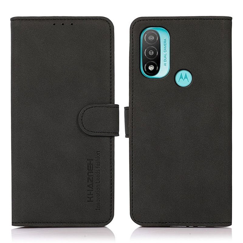 Flipové Pouzdro Na Moto E40 / E30 / E20 Módní Kožený Efekt Khazneh