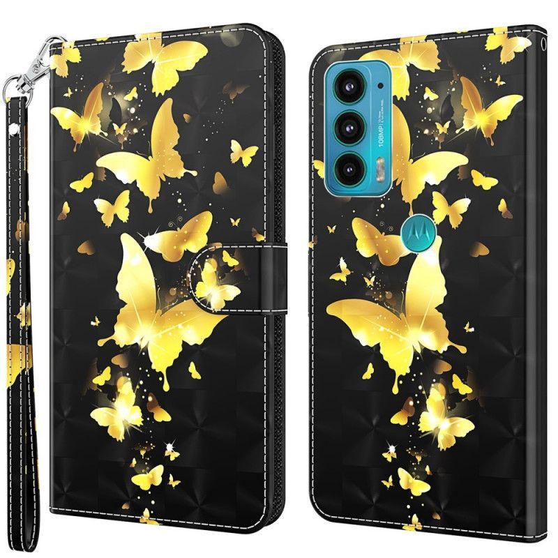 Flipové Pouzdro Na Moto E40 / E30 / E20 Žlutí Motýli