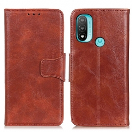 Kožené Pouzdro Na Moto E40 / E30 / E20 Flipové Pouzdro Oboustranná Magnetická Klapka