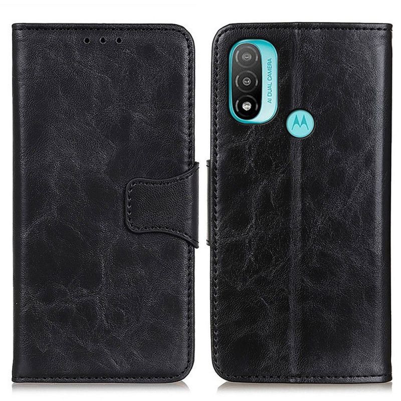 Kožené Pouzdro Na Moto E40 / E30 / E20 Flipové Pouzdro Oboustranná Magnetická Klapka