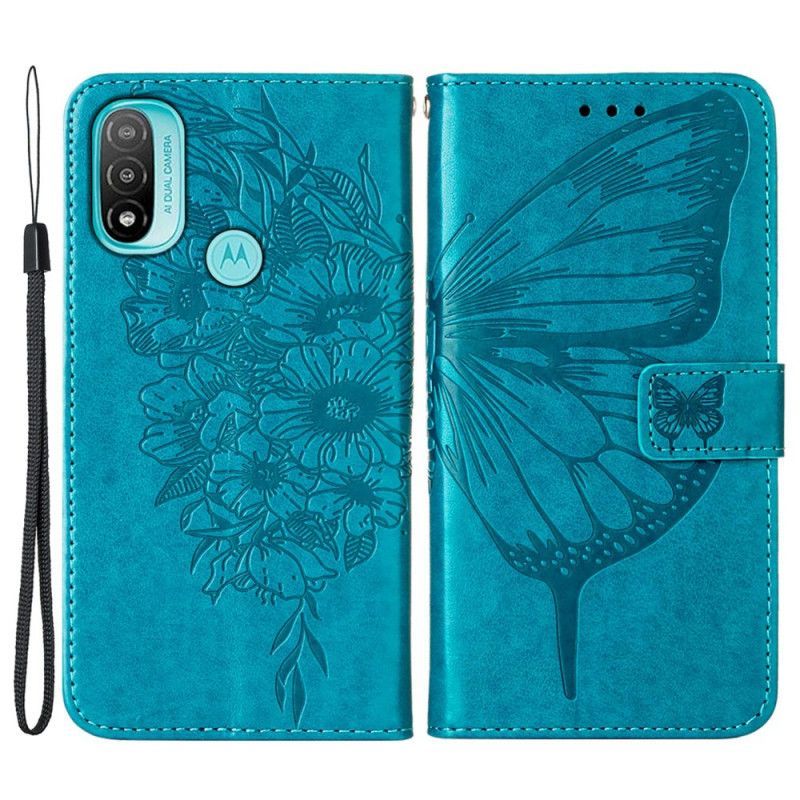 Kožené Pouzdro Na Moto E40 / E30 / E20 Motýlí Design