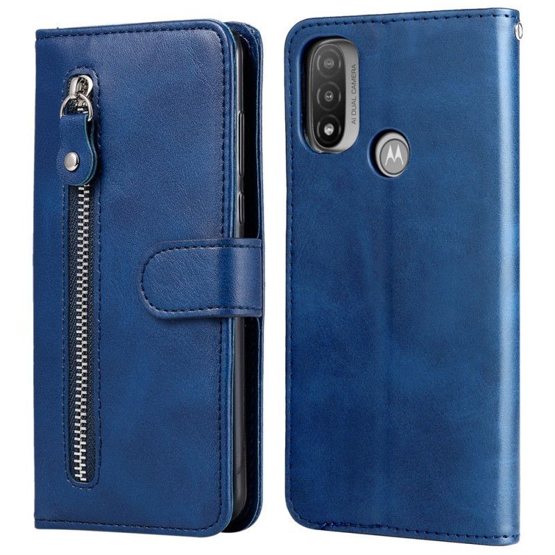 Kožené Pouzdro Na Moto E40 / E30 / E20 Vintage Peněženka Na Mince