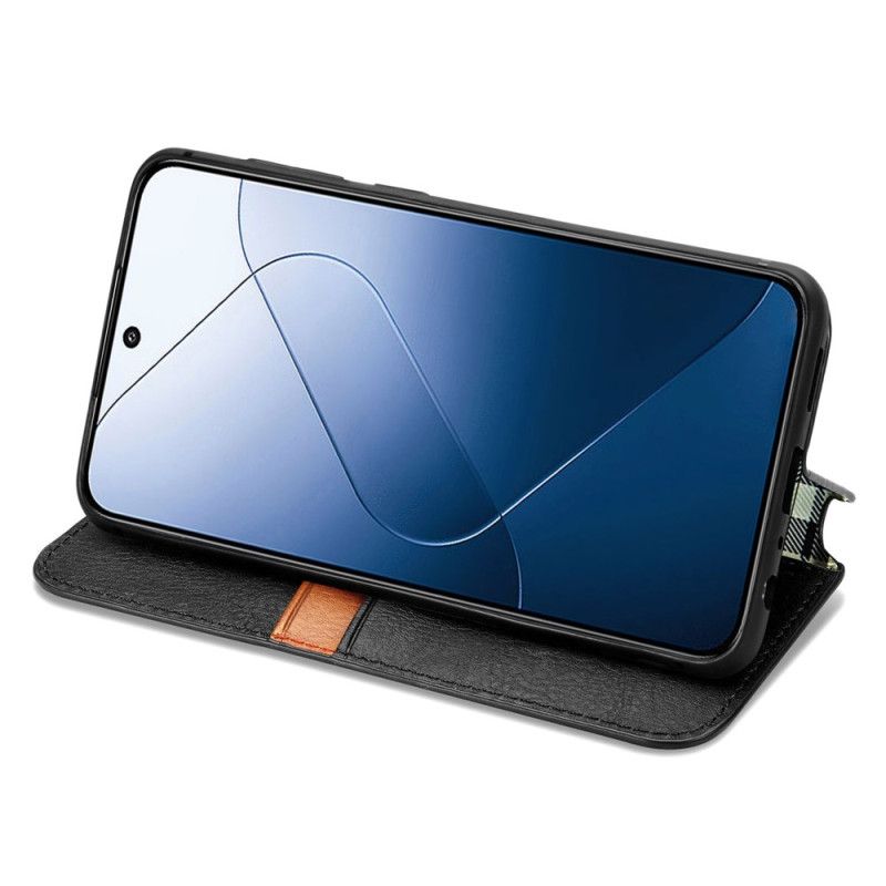 Kožené Pouzdro Folio Xiaomi 14t Vlys S Semišovým Efektem