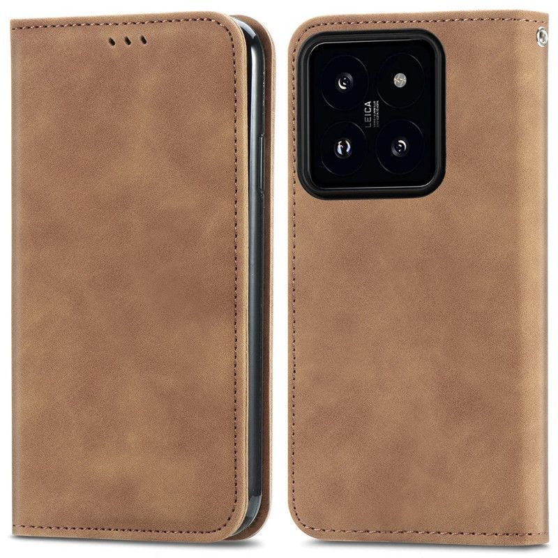 Kožené Pouzdro Xiaomi 14t Kryty Na Mobil Semišový Styl
