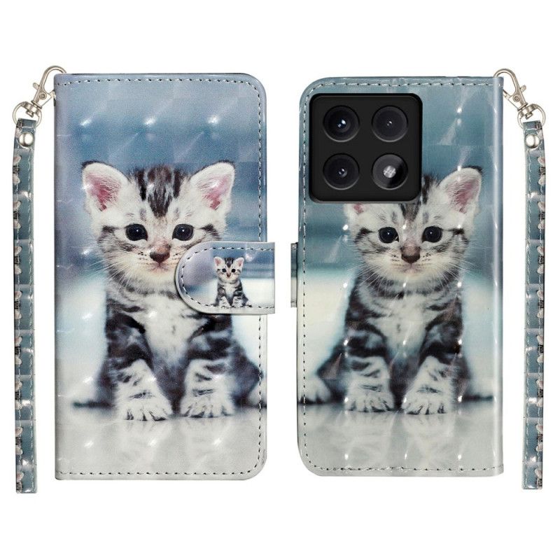Kožený Kryt Xiaomi 14t Kotě S Popruhem
