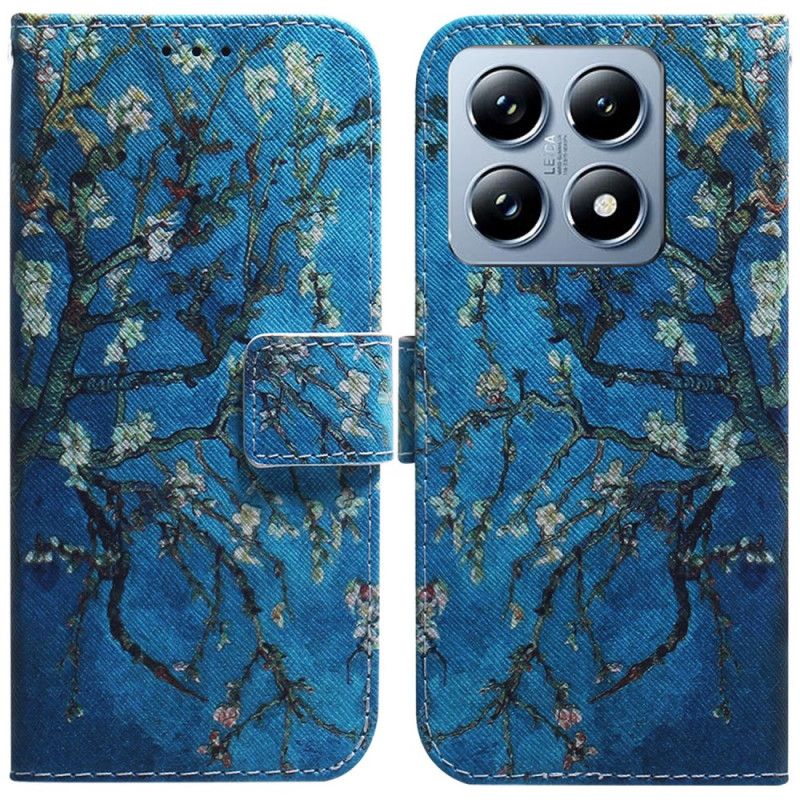 Kožený Kryt Xiaomi 14t Meruňkové Květy