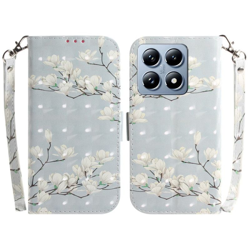 Kožený Kryt Xiaomi 14t Pruhované Magnólie