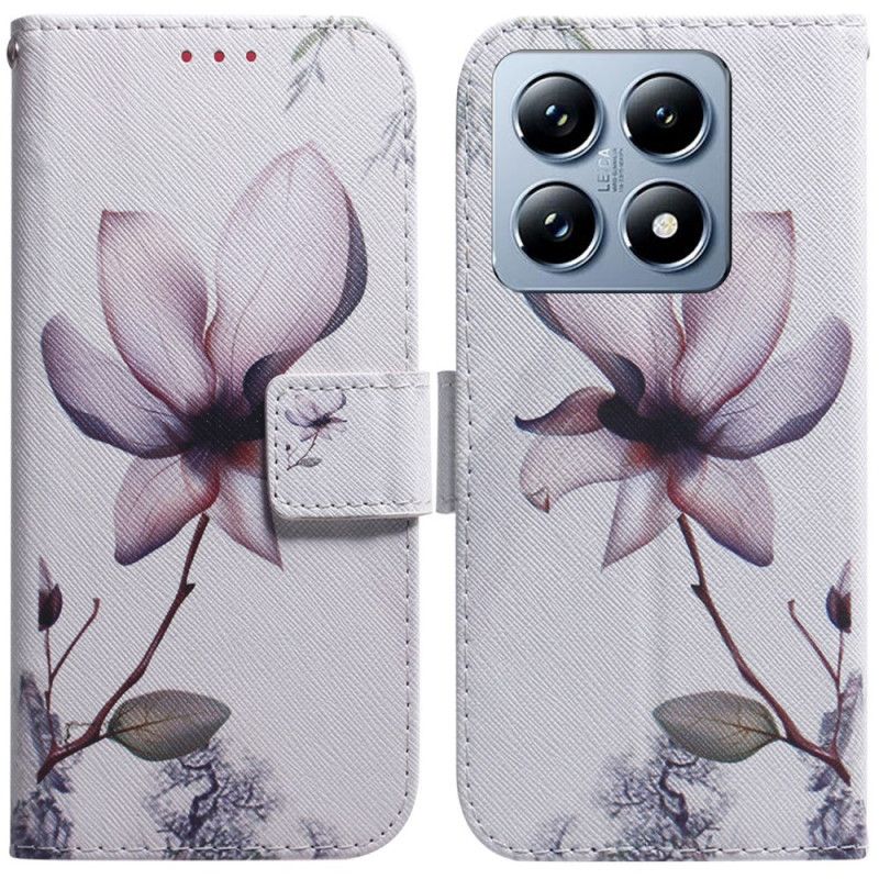 Kožený Kryt Xiaomi 14t Růžový Květ