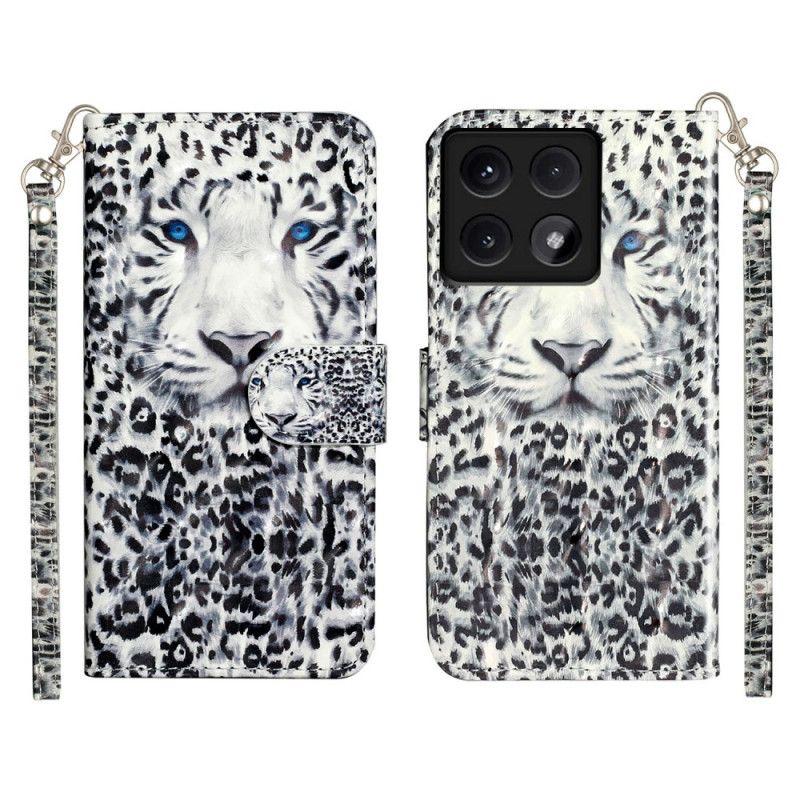 Peněženková Pouzdra Xiaomi 14t Kryty Na Mobil Leopardí Popruh