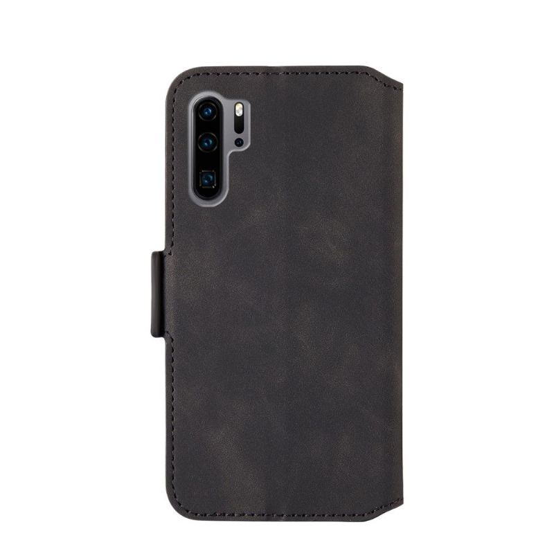 Kožené Pouzdro Na Huawei P30 Pro Retro Kožený Efekt - Černá