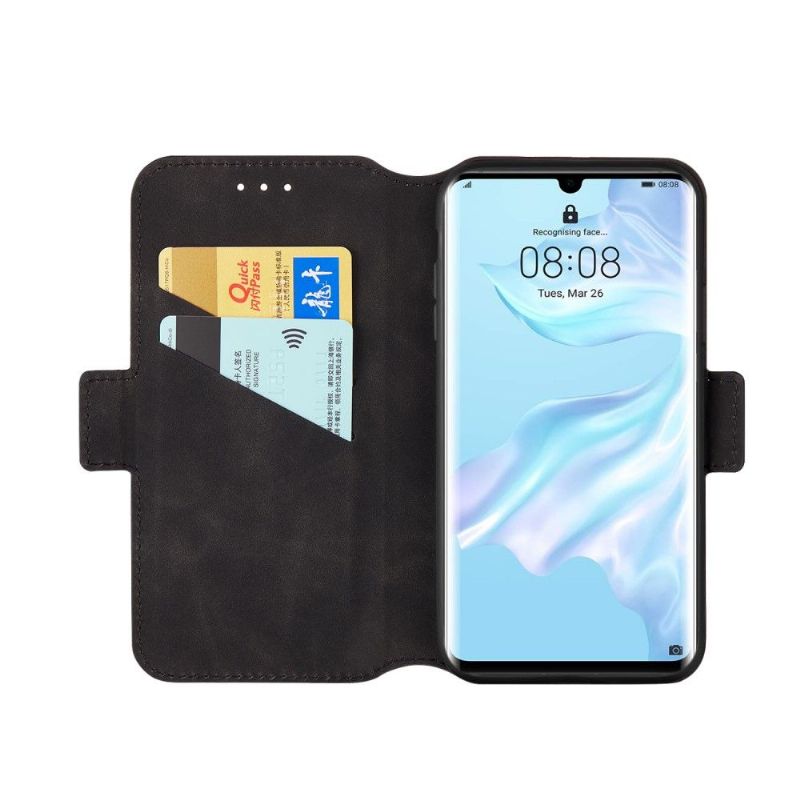 Kožené Pouzdro Na Huawei P30 Pro Retro Kožený Efekt - Černá