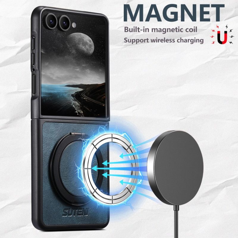 Kryt Na Samsung Galaxy Z Flip 7 Kompatibilní S Magsafe Kožený Efekt Držák Na Prsteny Suteni