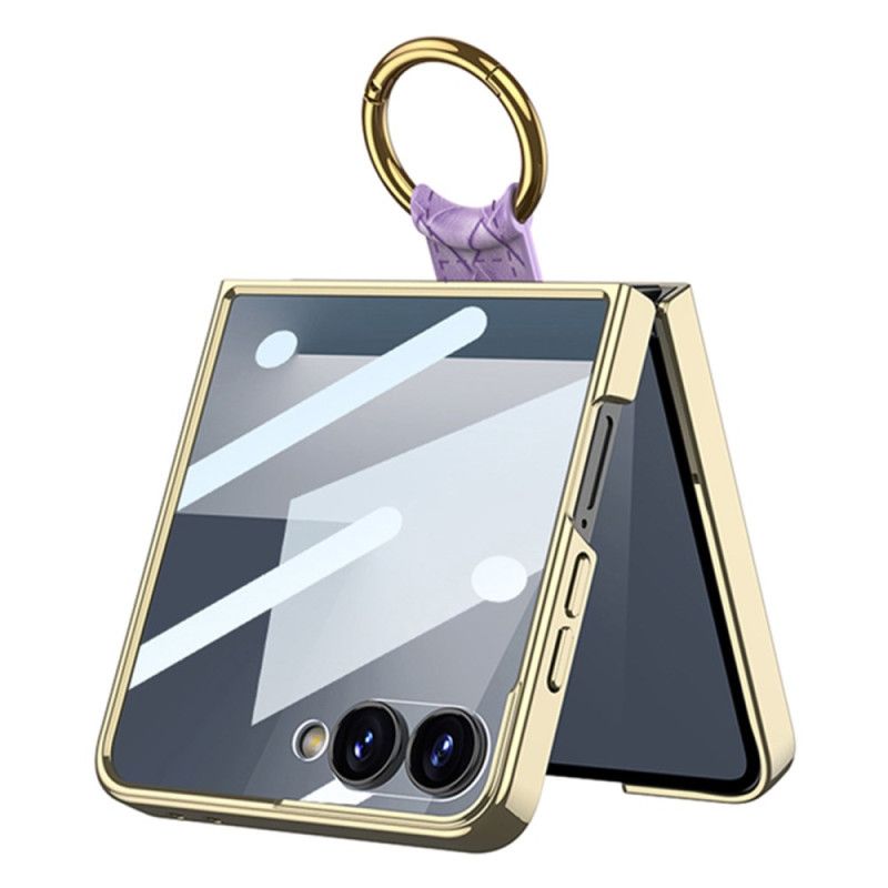 Kryt Na Samsung Galaxy Z Flip 7 Tkaná Textura S Držákem Na Prsteny