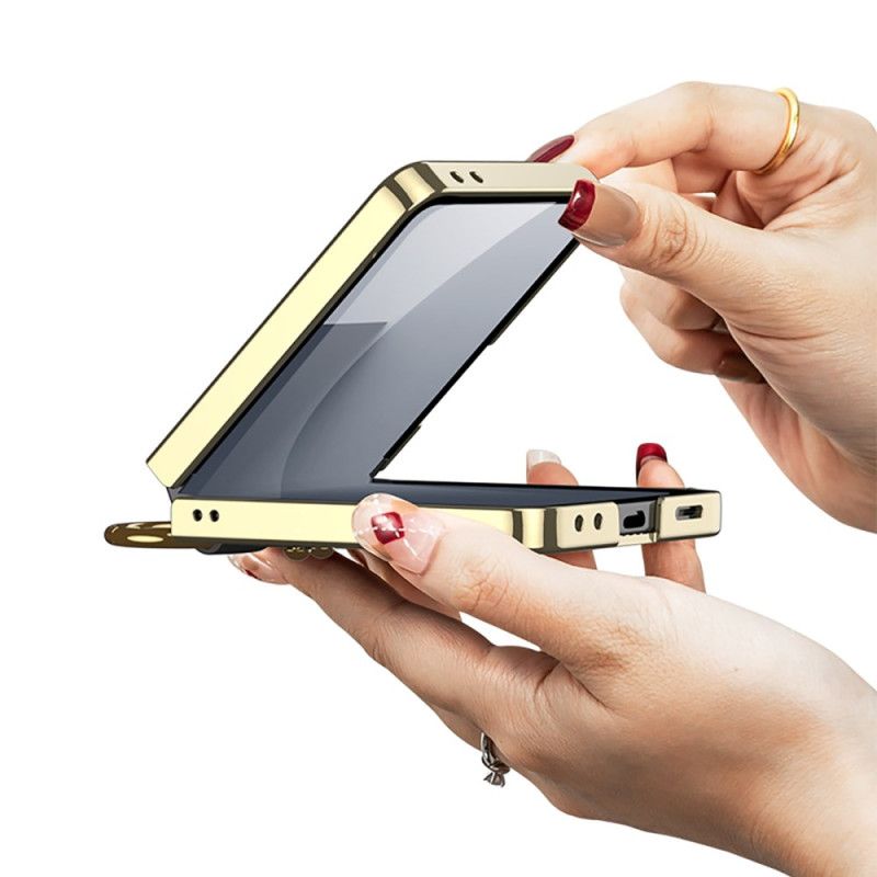 Kryt Na Samsung Galaxy Z Flip 7 Tkaná Textura S Držákem Na Prsteny