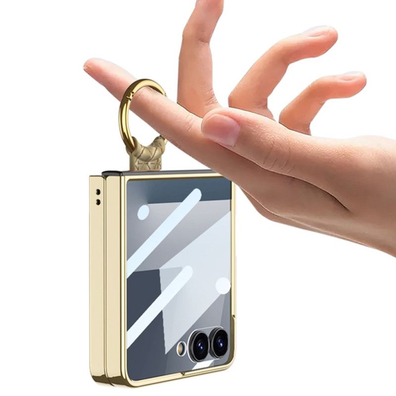 Kryt Na Samsung Galaxy Z Flip 7 Tkaná Textura S Držákem Na Prsteny