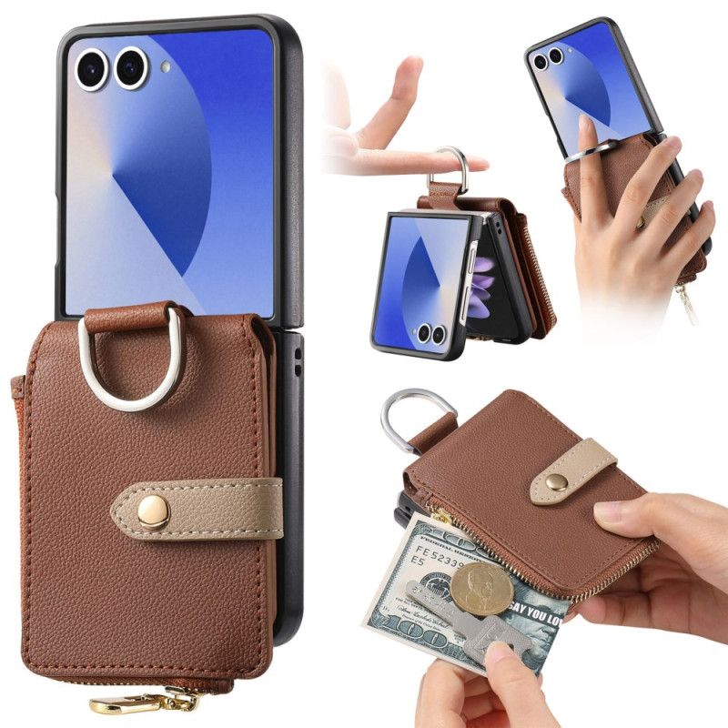 Kryt Samsung Galaxy Z Flip 7 Peněženka Na Mince A Držák Na Prsteny
