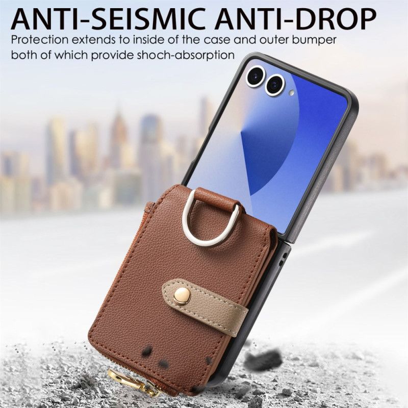 Kryt Samsung Galaxy Z Flip 7 Peněženka Na Mince A Držák Na Prsteny
