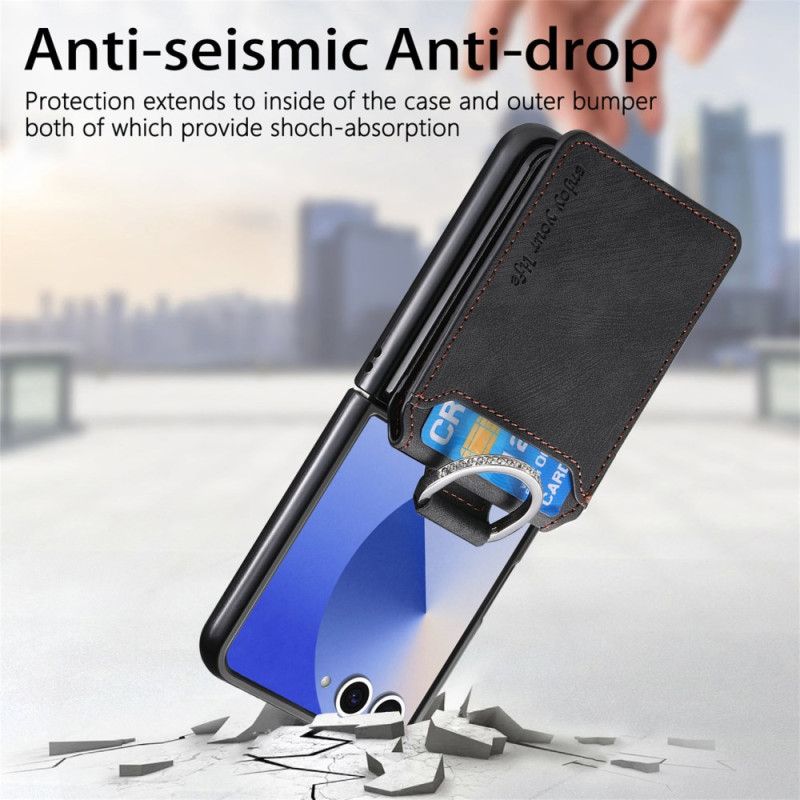 Kryt Samsung Galaxy Z Flip 7 Pouzdro Na Karty A Držák S Vintage Efektem