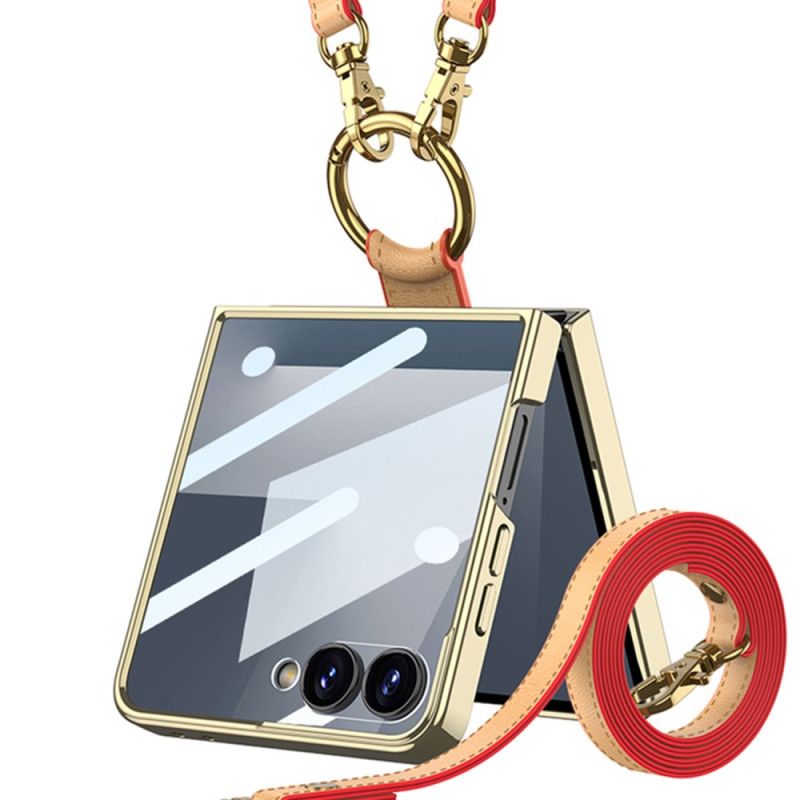 Kryt Samsung Galaxy Z Flip 7 Pouzdro Na Prsteny A Odnímatelný Ramenní Popruh