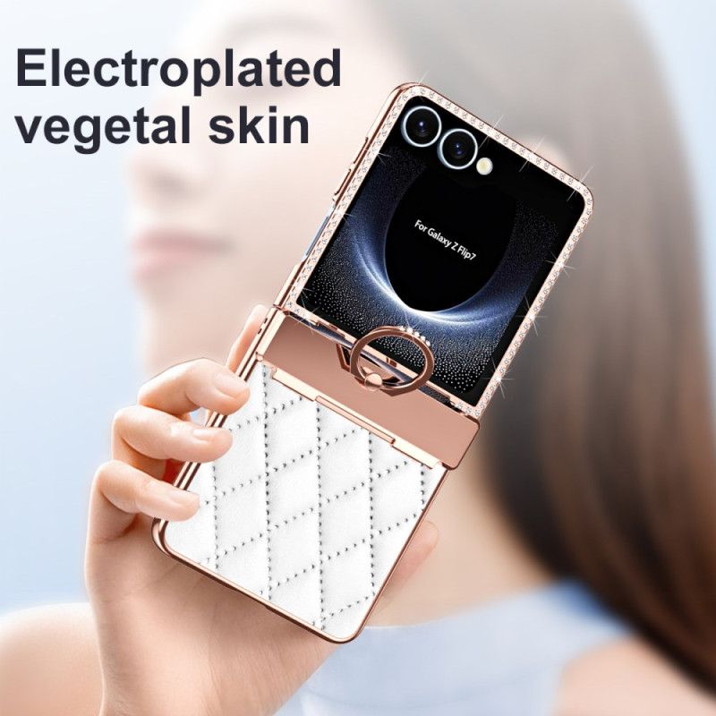 Kryt Samsung Galaxy Z Flip 7 Stojan Na Prsteny A Dekorace S Kamínky