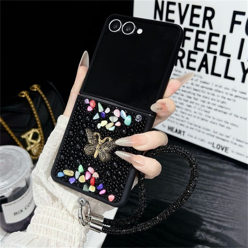 Kryt Samsung Galaxy Z Flip 7 Třpytivý Design A Popruh Na Zápěstí