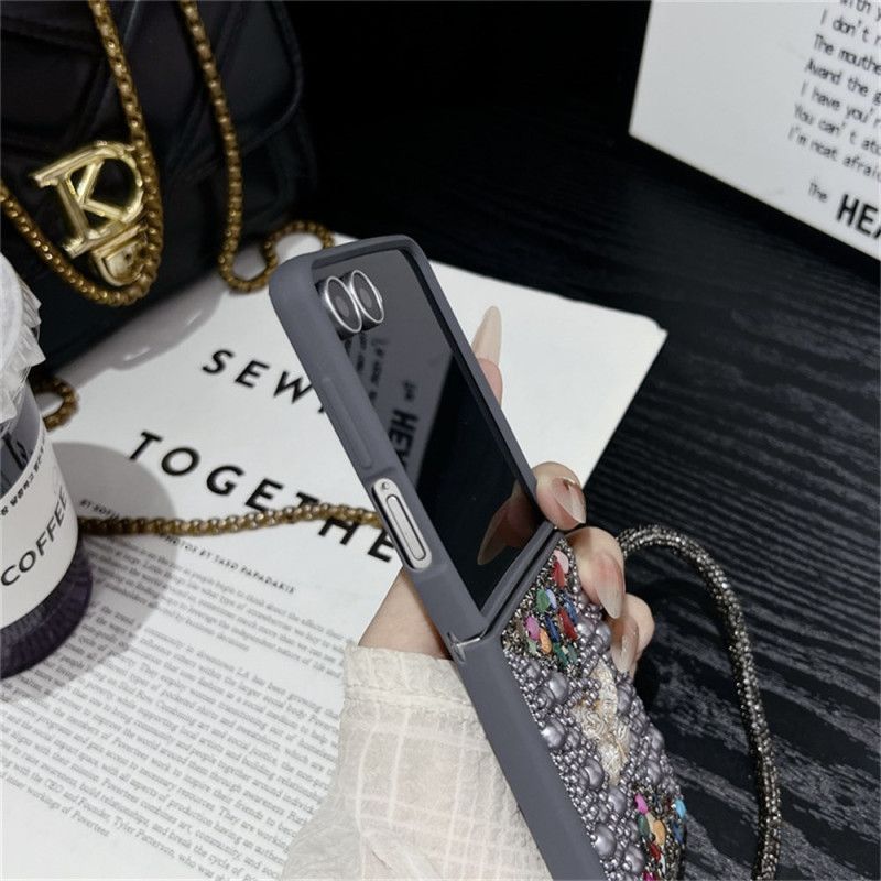 Kryt Samsung Galaxy Z Flip 7 Třpytivý Design A Popruh Na Zápěstí