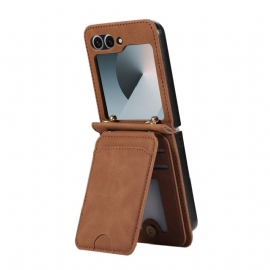 Pouzdro Na Samsung Galaxy Z Flip 7 Pouzdro Na Karty S Koženým Efektem A Ramenní Popruh