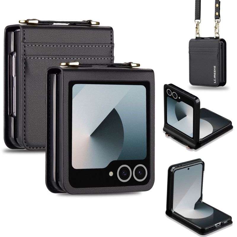 Pouzdro Na Samsung Galaxy Z Flip 7 Pouzdro Na Karty V Koženém Stylu A Ramenní Popruh