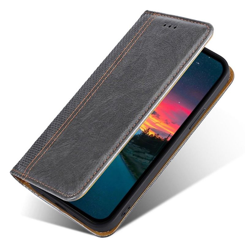 Flipové Pouzdro Na Motorola Moto E20 / E30 / E40 Kožené Pouzdro Přehození Švů Folia