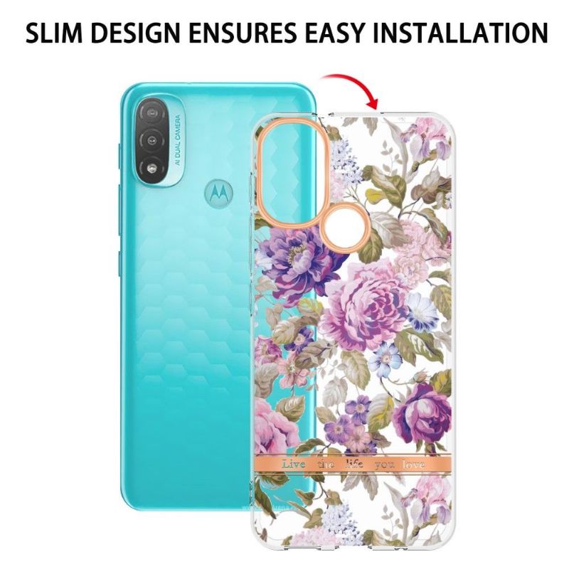 Kryt Na Motorola Moto E20 / E30 / E40 Fialová Pivoňka