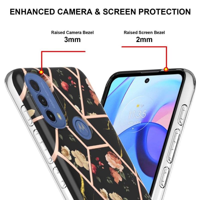 Kryty Na Mobil Na Motorola Moto E20 / E30 / E40 Mramor A Květiny