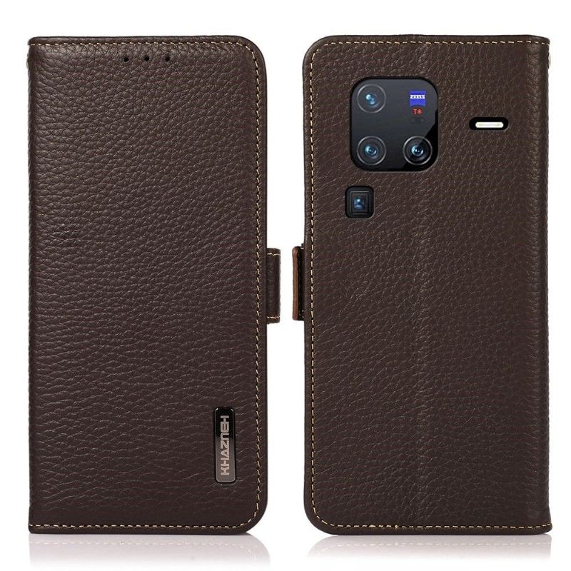 Flipové Pouzdro Na Vivo X80 Pro Nejprve Zrnitá Kůže Khazneh