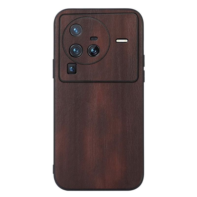 Kryt Na Vivo X80 Pro Kožený Efekt Se Vzhledem Dřeva
