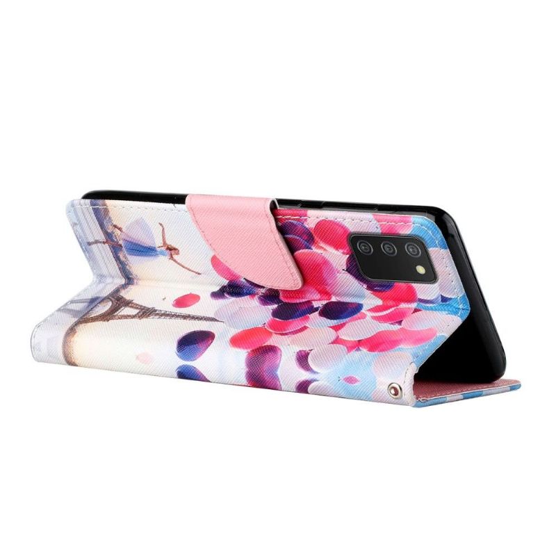 Flipové Pouzdro Na Samsung Galaxy A03s Dívka S Balónem Z Eiffelovy Věže