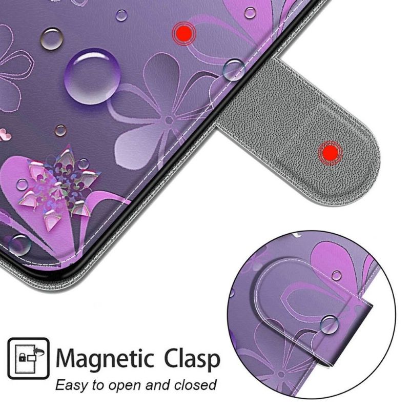 Flipové Pouzdro Na Samsung Galaxy A03s Ilustrace Fialových Květů
