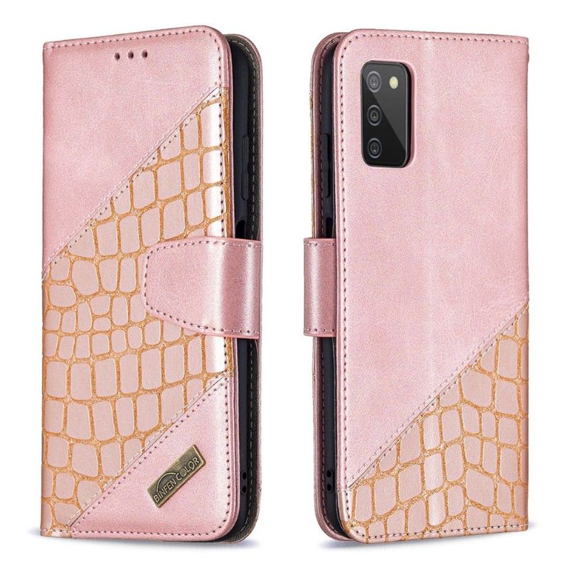 Flipové Pouzdro Na Samsung Galaxy A03s Kožený Efekt Croc Aspect