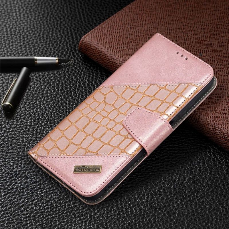 Flipové Pouzdro Na Samsung Galaxy A03s Kožený Efekt Croc Aspect