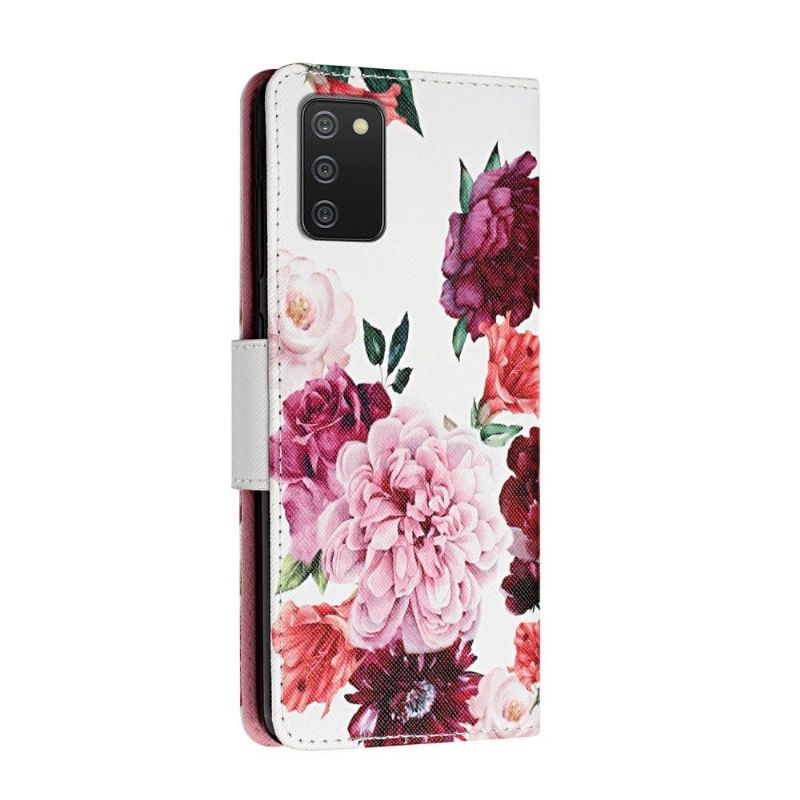 Flipové Pouzdro Na Samsung Galaxy A03s Květ Pivoňky
