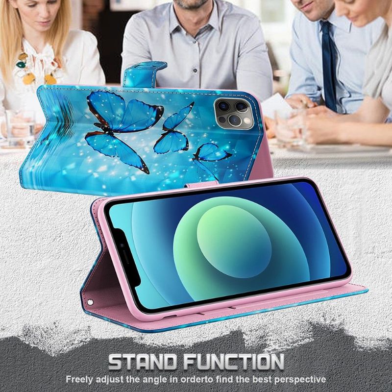 Flipové Pouzdro Na Samsung Galaxy A03s Šumivé Modré Motýly