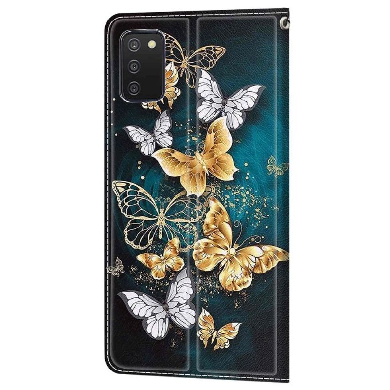 Kožené Pouzdro Na Samsung Galaxy A03s Motýli