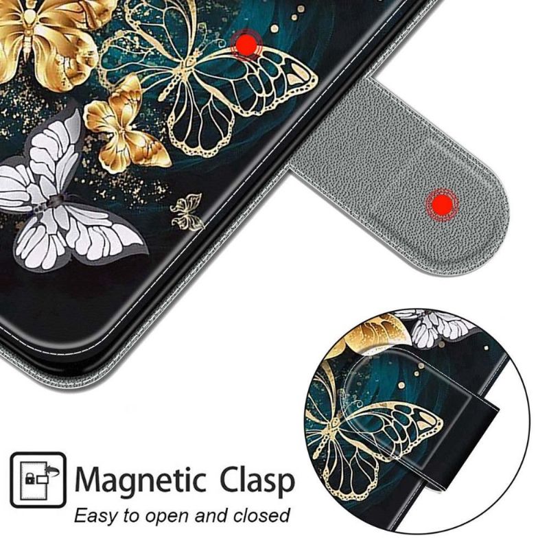 Kožené Pouzdro Na Samsung Galaxy A03s Motýli