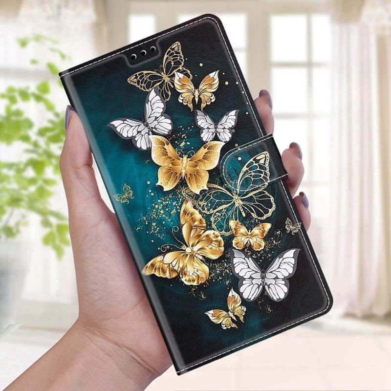 Kožené Pouzdro Na Samsung Galaxy A03s Motýli