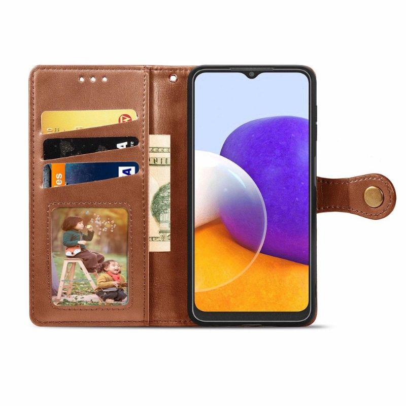 Flipové Pouzdro Na Samsung Galaxy A22 4G Držák Na Karty Z Umělé Kůže Indila