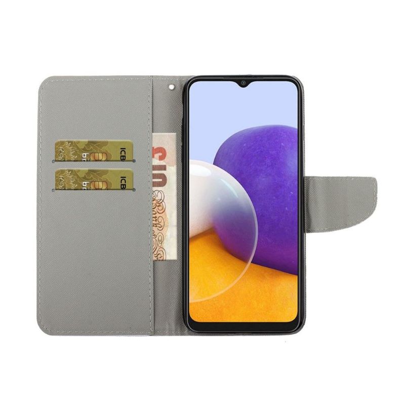 Flipové Pouzdro Na Samsung Galaxy A22 4G Květiny Pandy