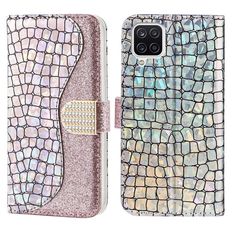 Flipové Pouzdro Na Samsung Galaxy A22 4G Luxusní Flitry Croco