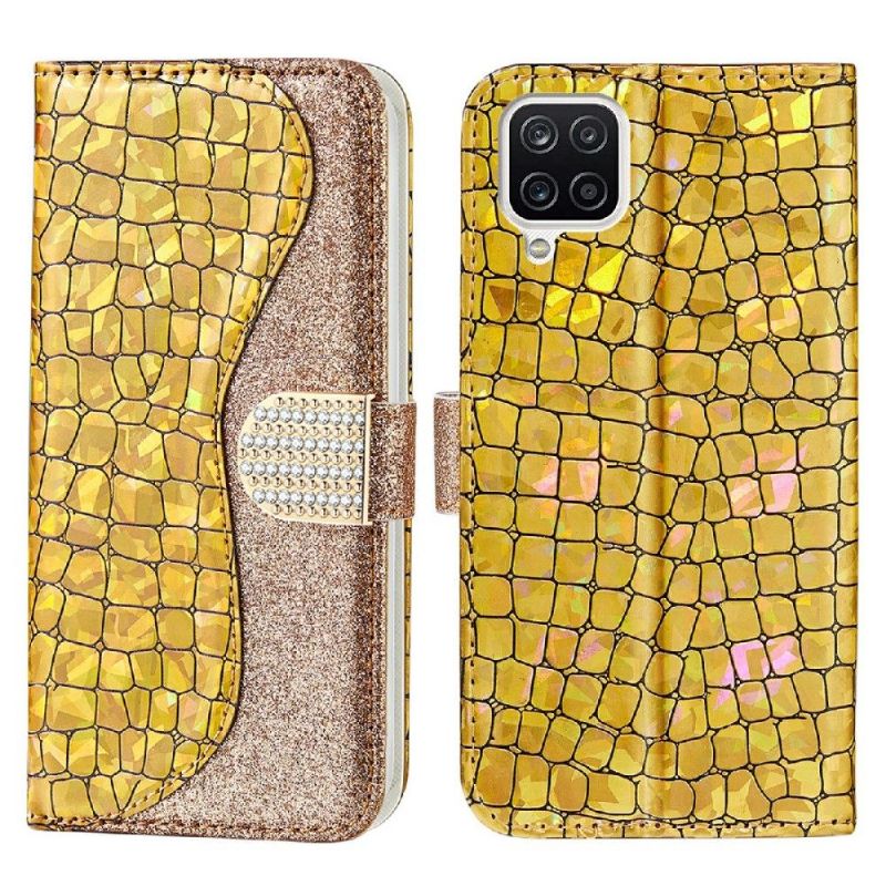 Flipové Pouzdro Na Samsung Galaxy A22 4G Luxusní Flitry Croco